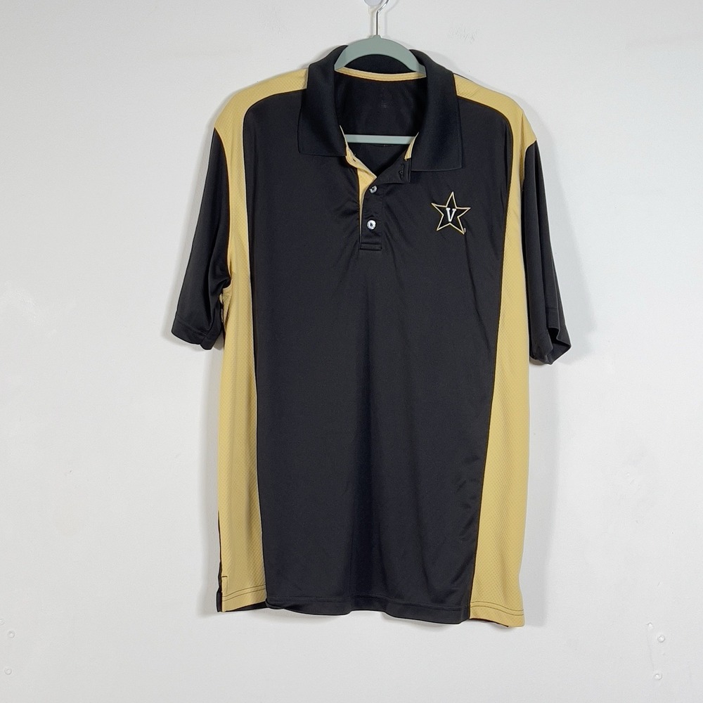 Vanderbilt Commodors Performance Polo Shirt‎ Mens Sz XL Black Short Sleeve
